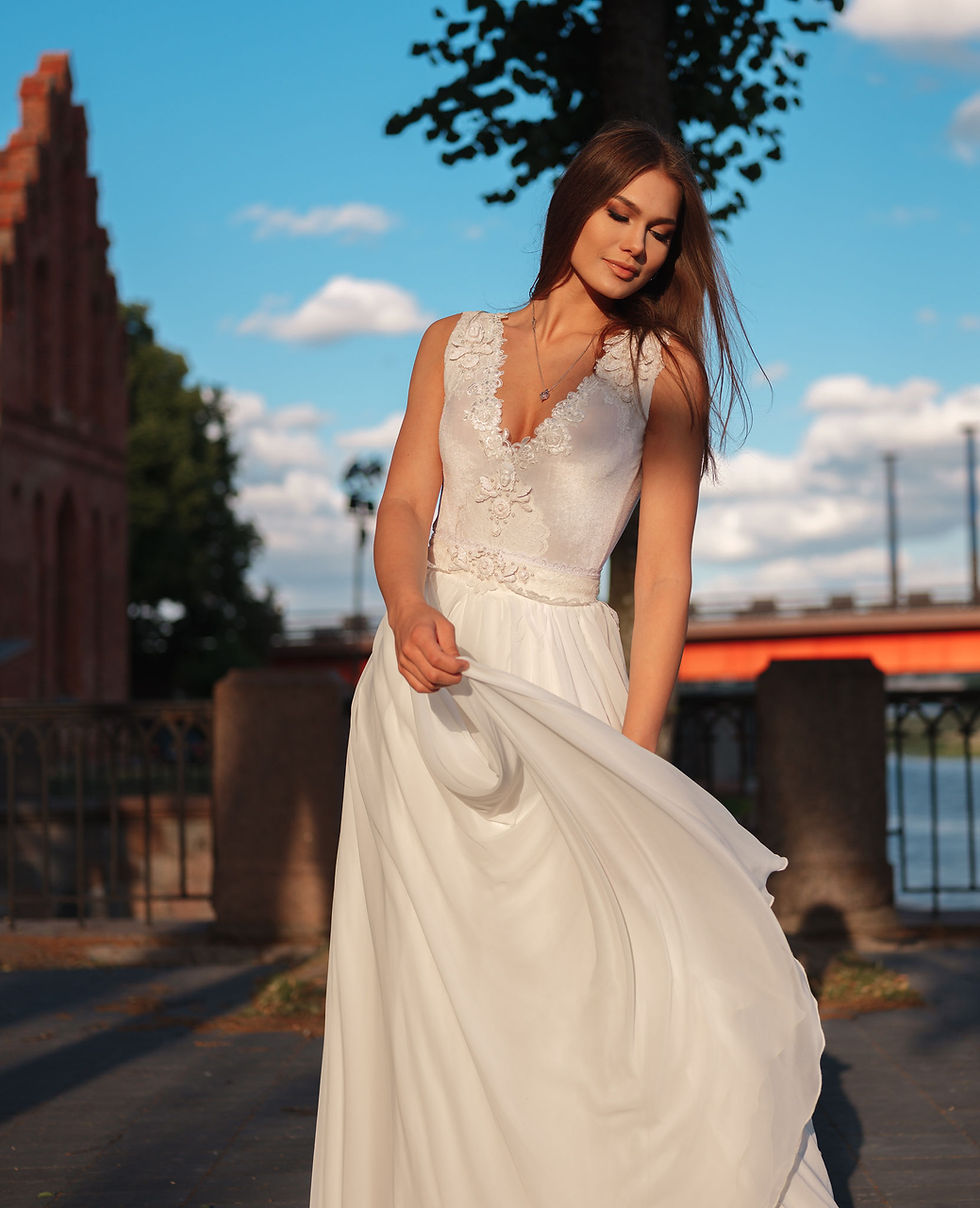 Thumbnail: Soft chiffon Wedding Skirt, A-line Brdal  Skirt