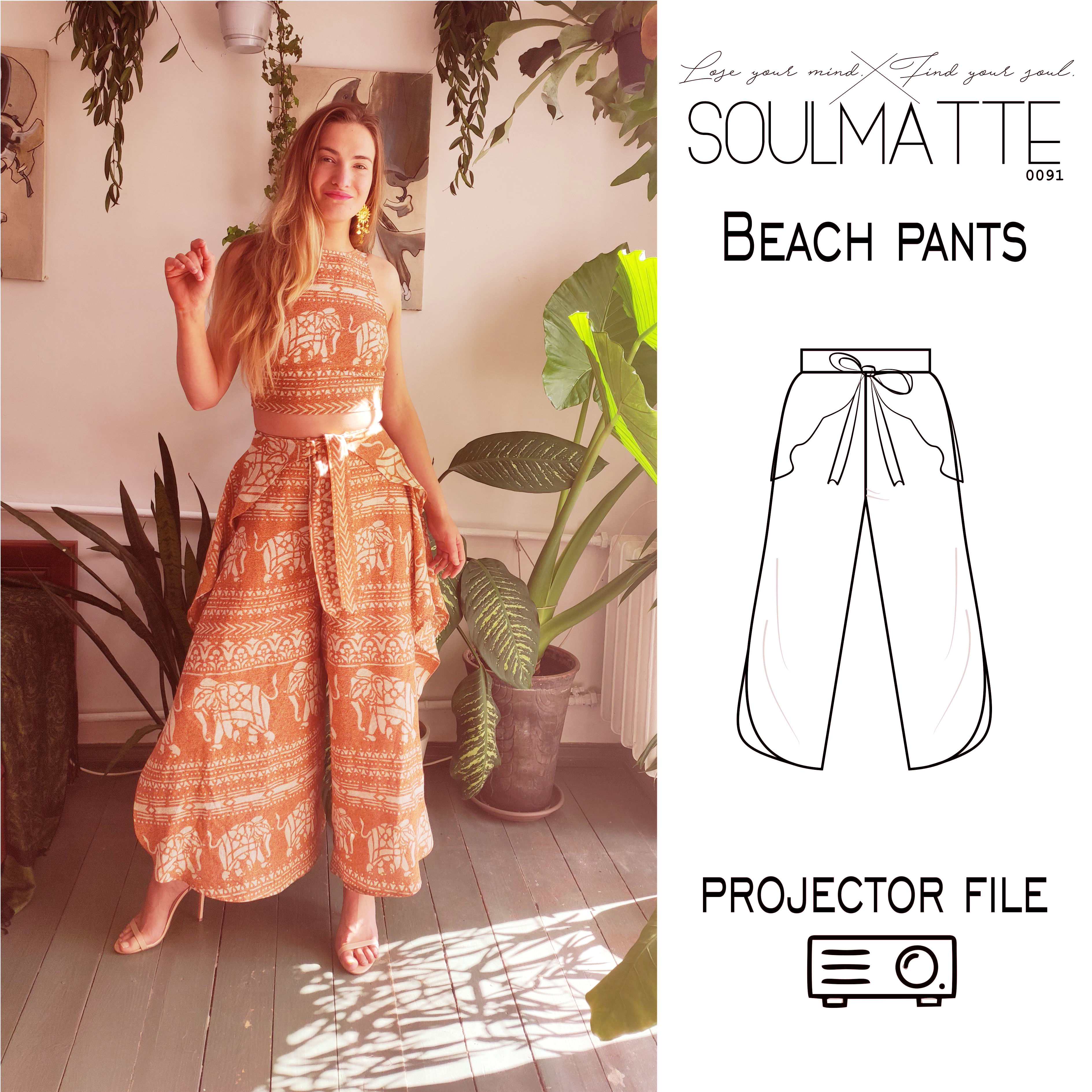 Projector file beach pants sewing pattern