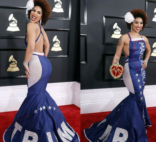¿Quién es la que llegó a los Grammys con un vestido pro Trump?