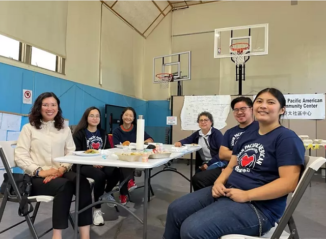 Angela Cheung (first from left) participates in an event at the Asian Pacific American Community Center in Visitacion Valley. She is the Chair of  the Board of Directors of the current center.