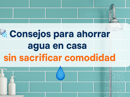 Imagen de una regadera moderna en funcionamiento sobre una pared de azulejos turquesa, representando el uso eficiente del agua en el hogar.