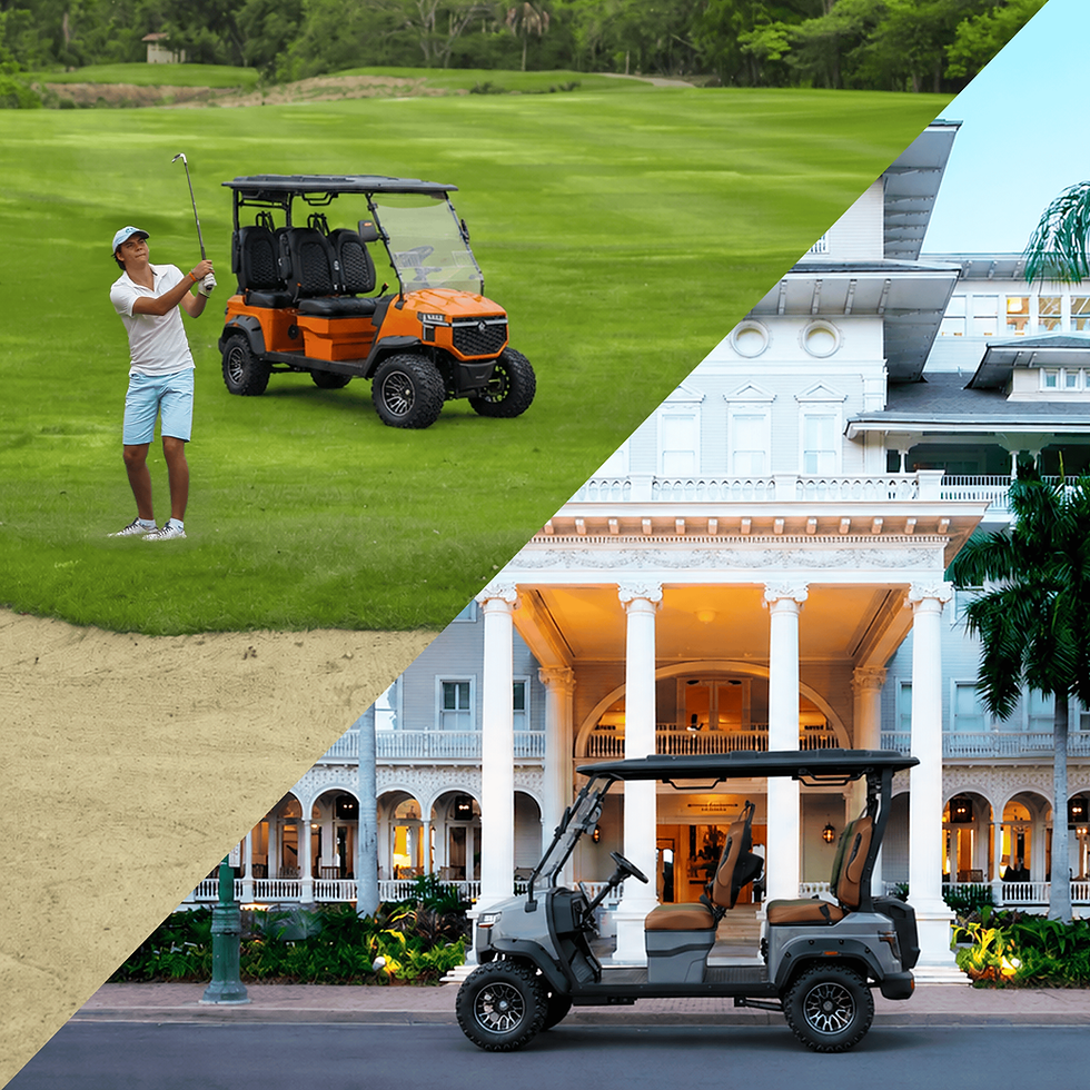 Side-by-side view of Zevo golf cart in use