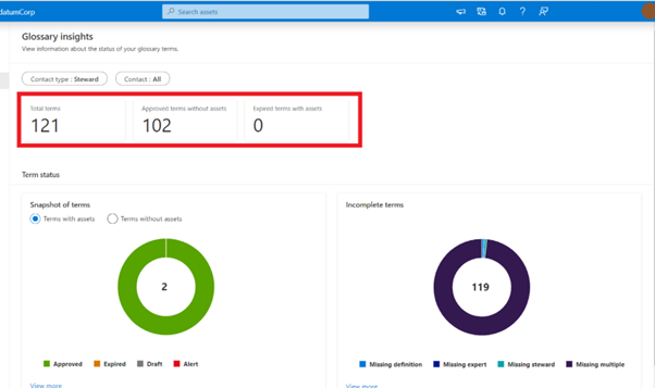 Azure Purview Glossary insights