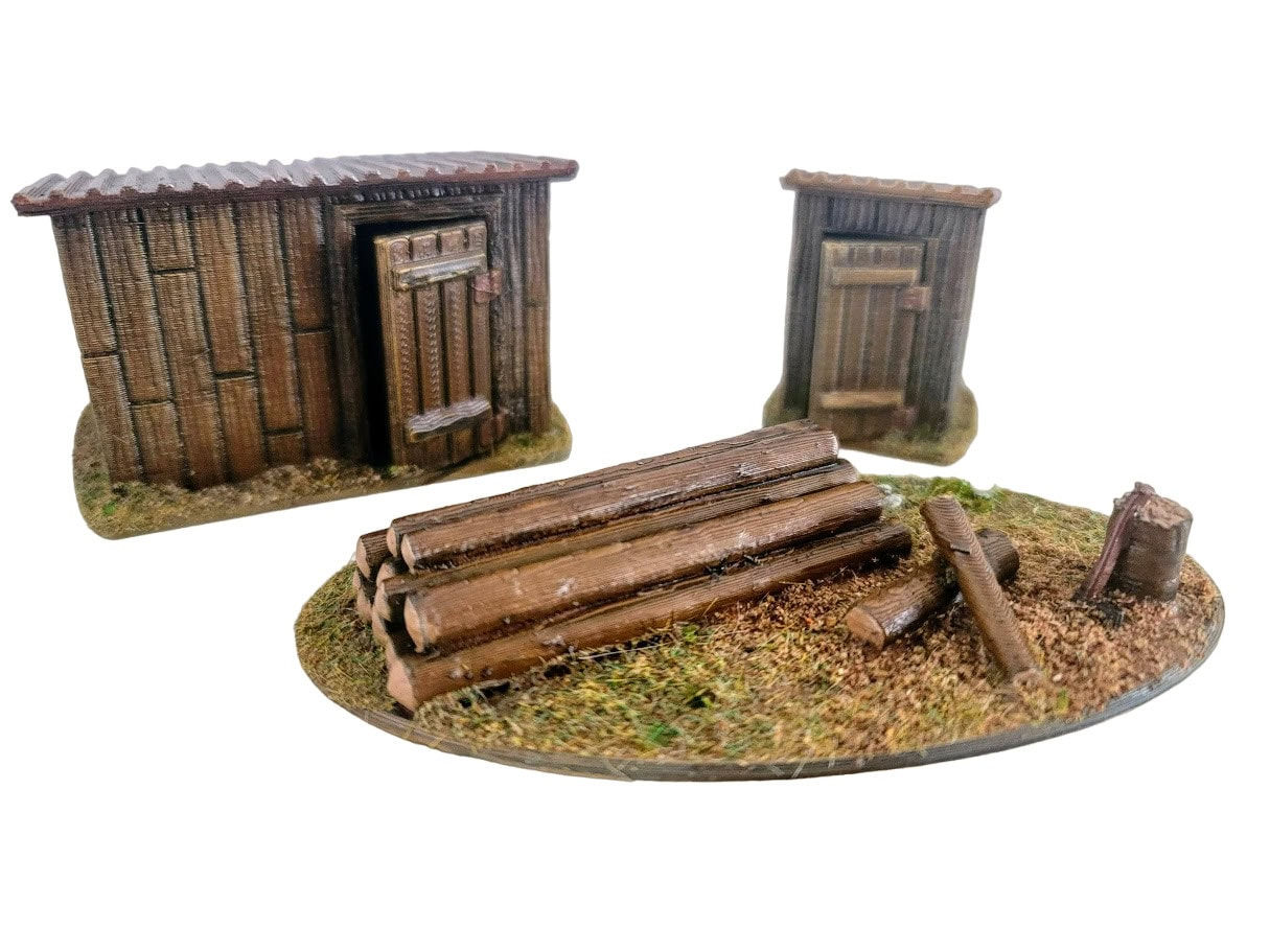 28mm/1:56th FDM Eastern Front Out Buildings and Lumber Pile