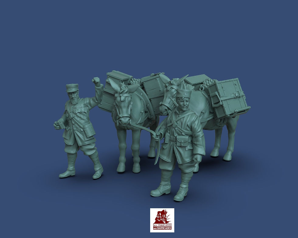 28mm/ 1:56th Resin WW1 French Captain Pisani and his transport mules