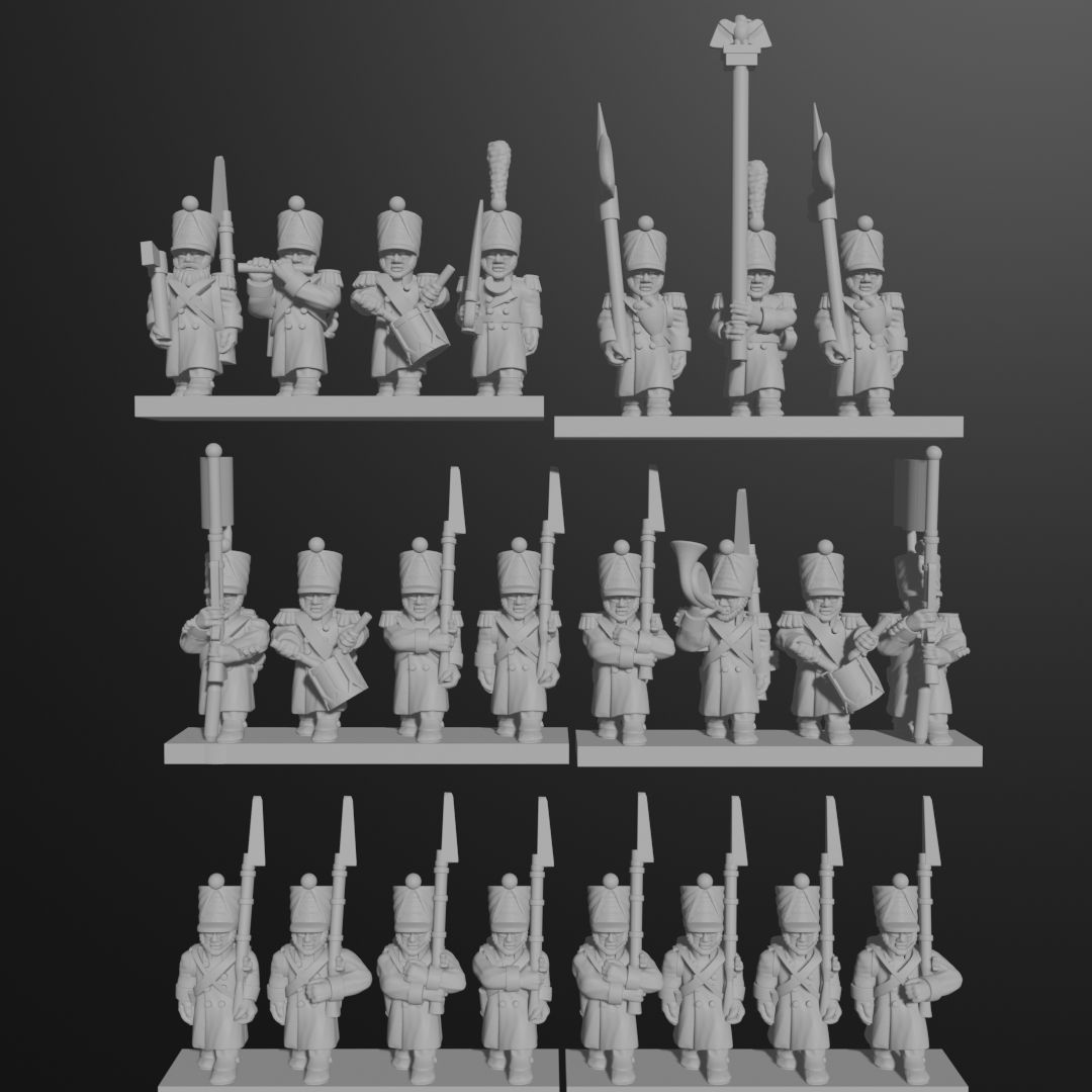 96x 6mm/1:300th French Infantry in Greatcoats & Covered Shako