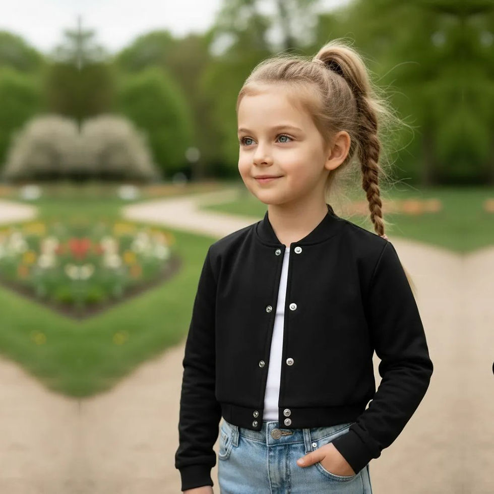 Miniatura: Jaqueta Cropped Moletom Infantil Lisa Estilo Casual Sem Bolsos