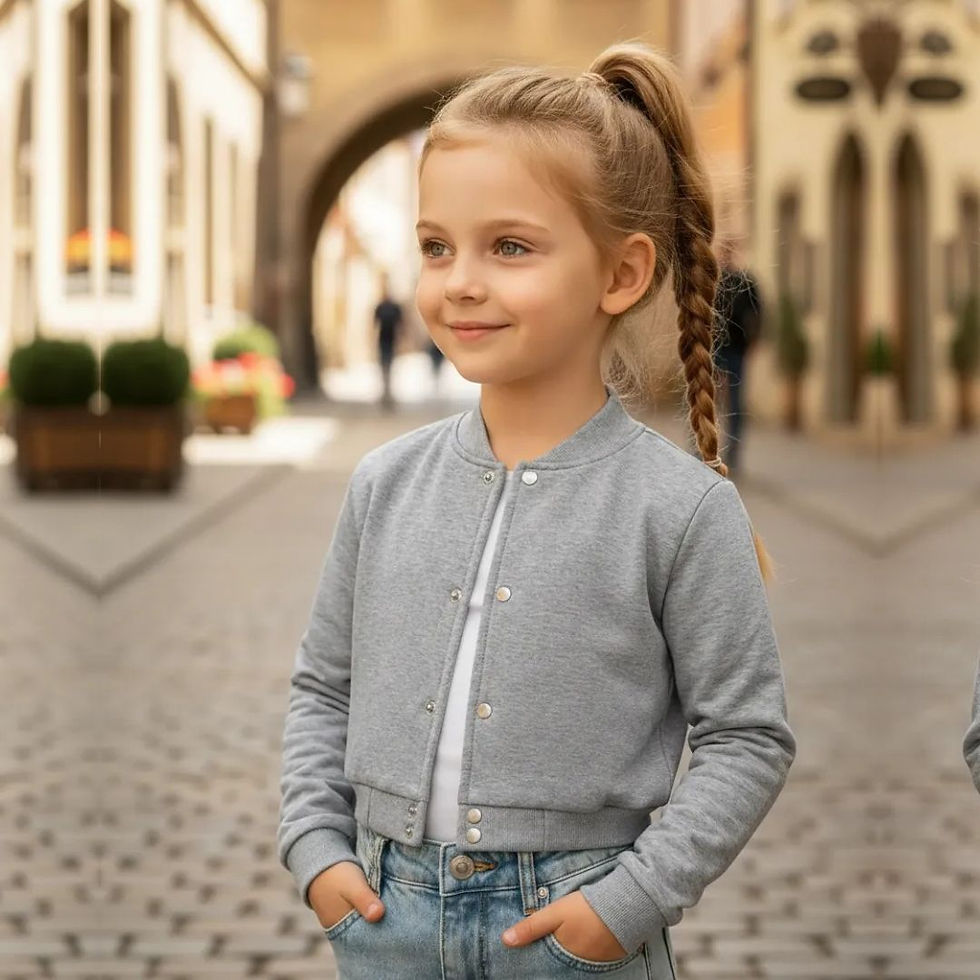 Miniatura: Jaqueta Cropped Moletom Infantil Lisa Estilo Casual Sem Bolsos