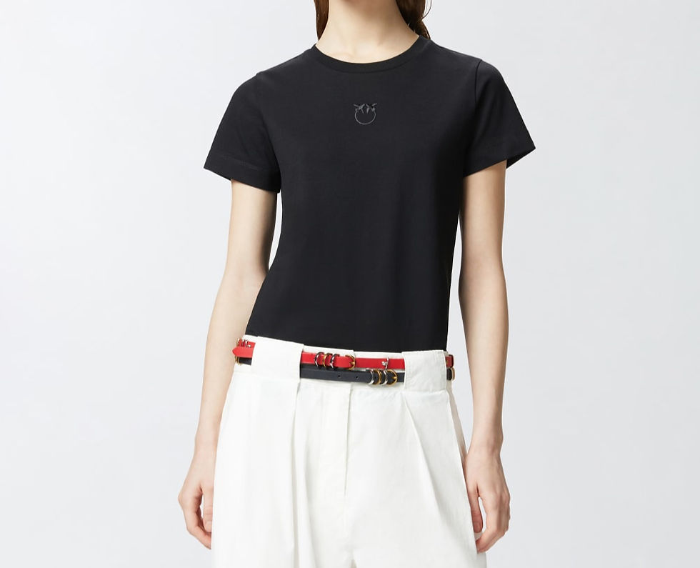 Miniatura: T-shirt maniche corte logo ricamato PINKO - Nera