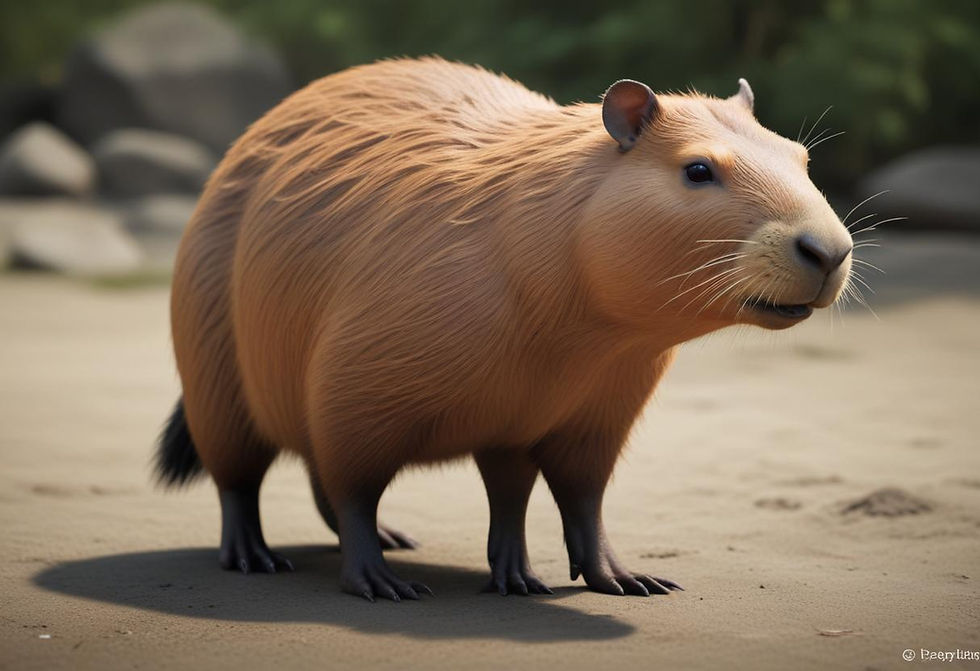 Capybara walking on beach