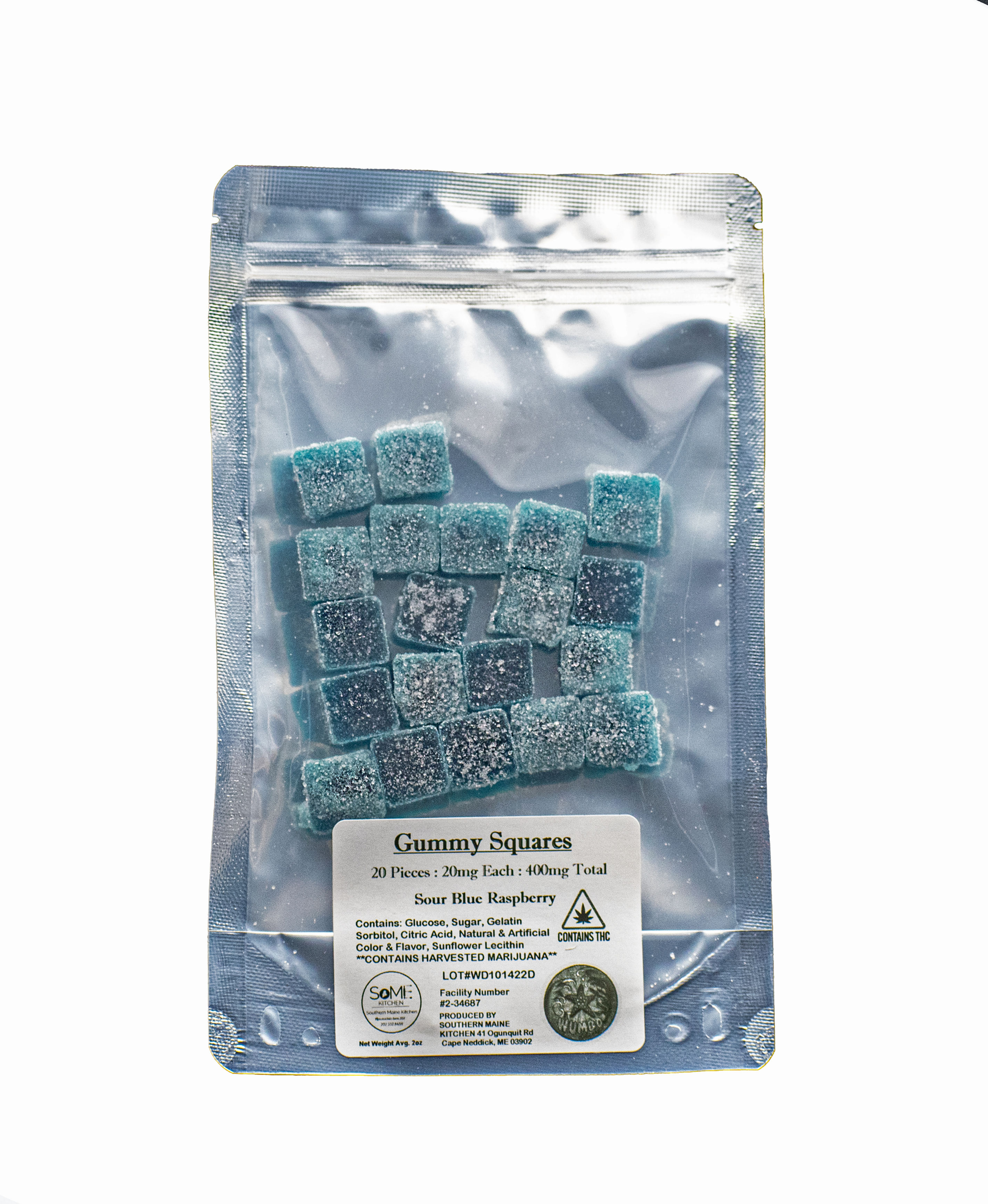 Sour Blue Raspberry Gummy Cubes 400mg