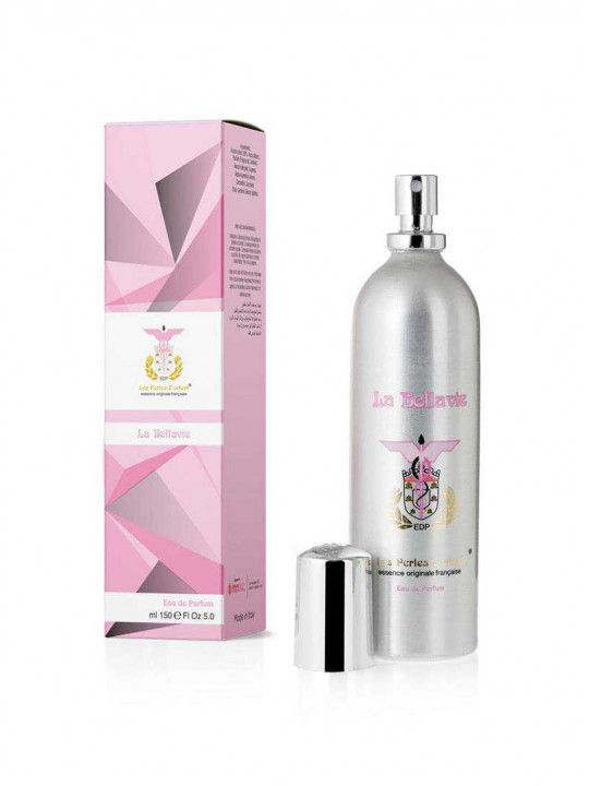 Les Perles D'Orient La Bellavie Eau de Parfum 150ml flacone in alluminio su sfondo bianco