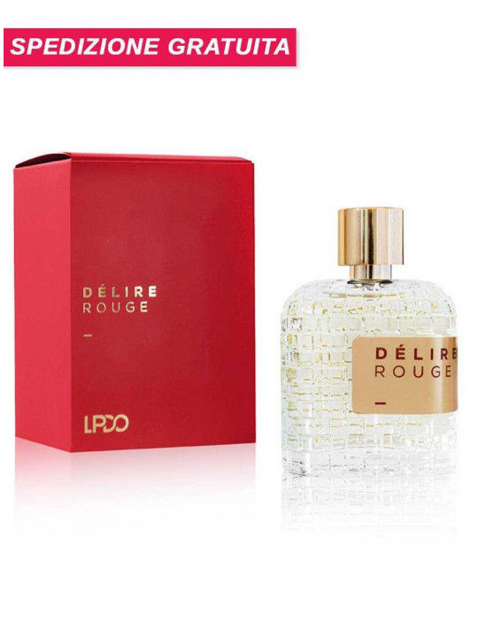 Flacone di LPDO Délire Rouge Eau de Parfum Donna 100ml su sfondo bianco