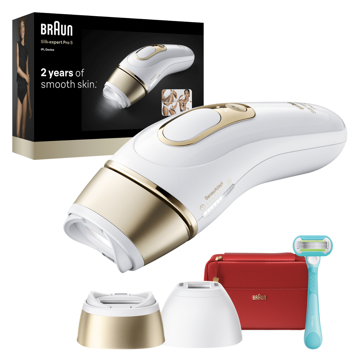 Epilatore Braun Silk-expert Pro 5 PL5221 con testina standard, testina di precisione, necessaire e rasoio Gillette Venus