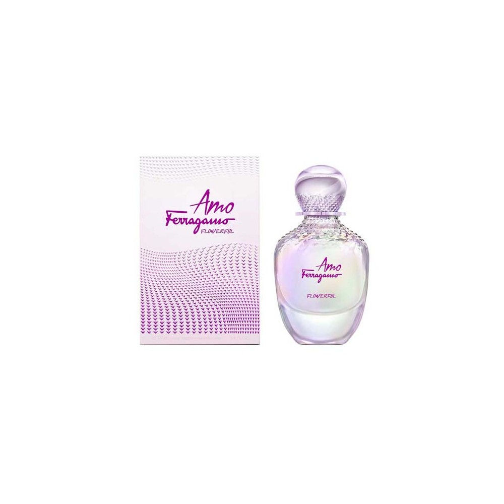 Salvatore Ferragamo Amo Ferragamo Flowerful Eau de Toilette 100ML - Vista principale del flacone con iridescenze Prisma.