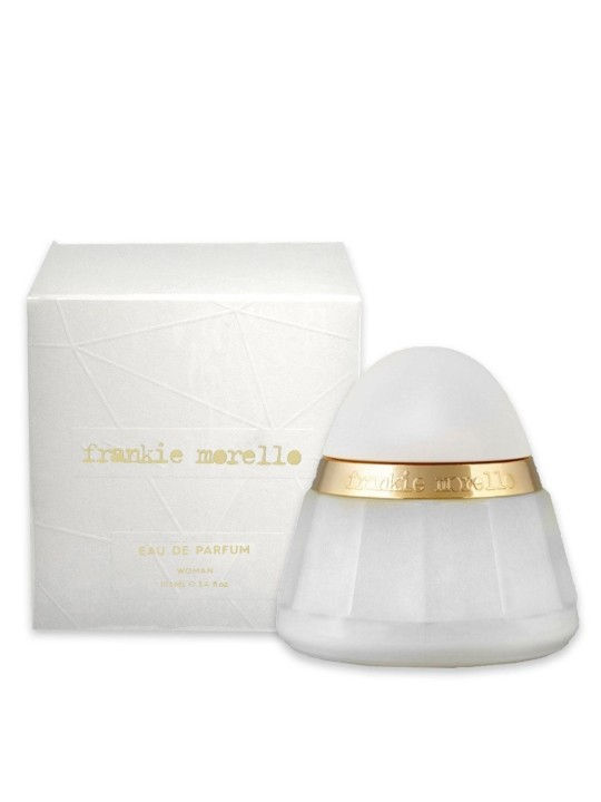 Frankie Morello Donna Eau de Parfum 100ml flacone elegante su sfondo bianco