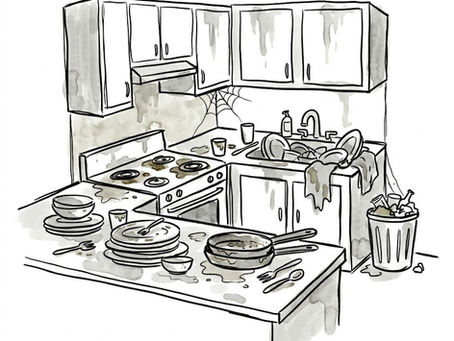 Dirty kitchen illustration