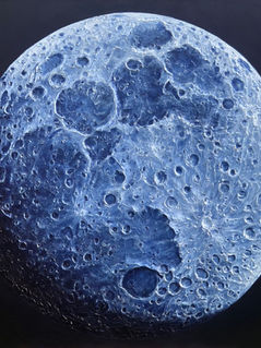 Gemälde "Waxing Moon" von Jen Weissenbacher, ein großformatiges, strukturiertes Gemälde zwischen Sichtbarkeit und Unsichtbarkeit