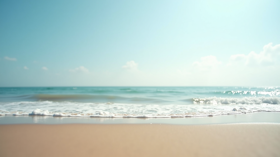 Eye-level view of a serene beach with soft waves and a clear sky