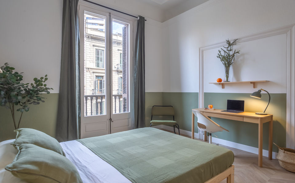 Habitación doble en alquiler en Barcelona en apartamento Coliving