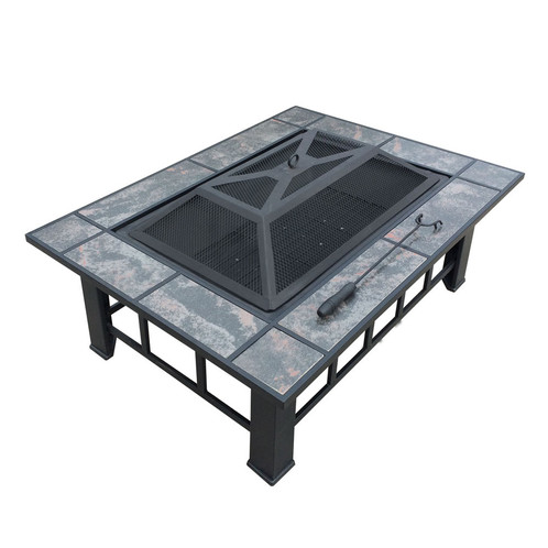Outdoor Fire Pit Bbq Table Grill Fireplace With Ice Tray