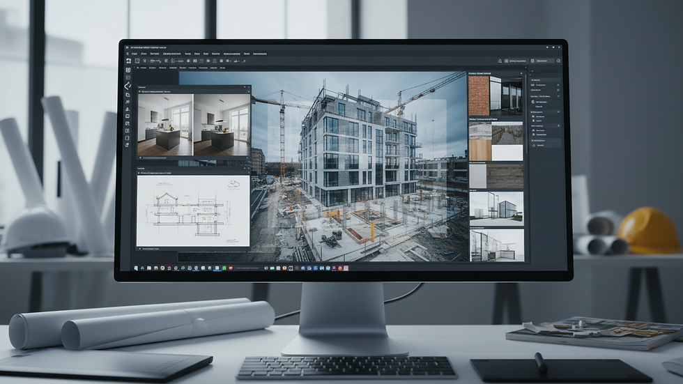Plano arquitectónico digital en pantalla de computadora