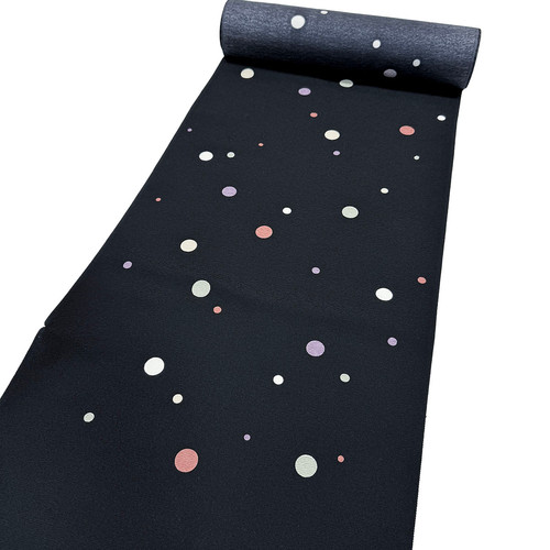 値下げ❗反物　絹　小紋　水玉　黒　定価100000円 正絹小紋反物 黒地にカラフル水玉 | きもの | くすかみ呉服店