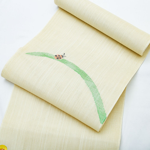 ★専用★未使用品 名古屋帯 てんとう虫 蝶 鹿の子 黒白 3m62cm お洒落 ☆専用☆未使用品 名古屋帯 てんとう虫 蝶 鹿の子 黒白 3m62cm お洒落 新