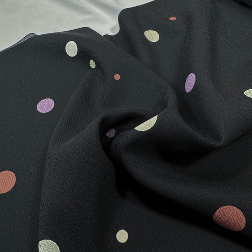 正絹小紋反物 黒地にカラフル水玉 | きもの | くすかみ呉服店