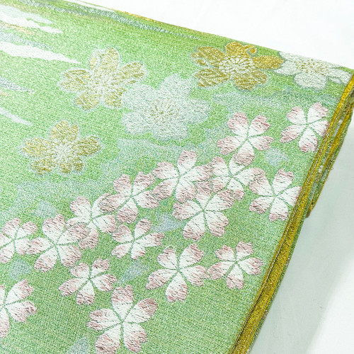 袋帯 すくい織 草花模様 麦藁色 O-2245 袋帯 すくい織 草花模様 麦藁色 O-2245 - メルカリ