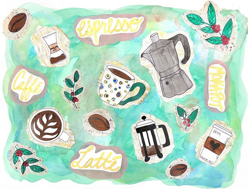Watercolor Motif Collage Teacher Example