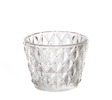 Glass Votive Candle Holder Diamond Pattern Clear