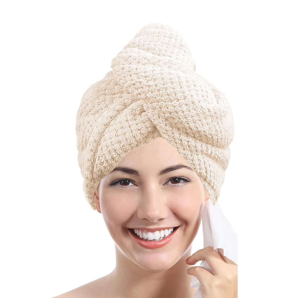 Thumbnail: Solid color hair towel Textured dry hair cap 9.8 "X 25.5" absorbent hair towel w