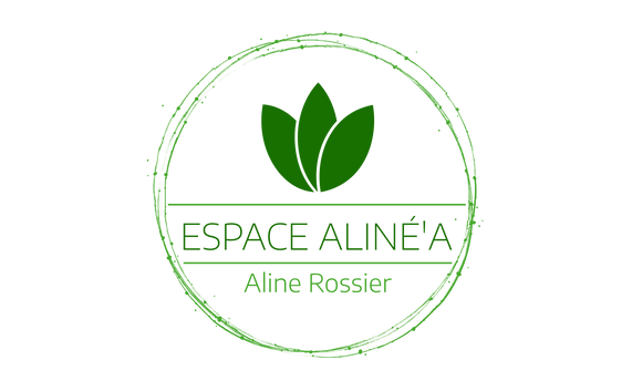 Logo du cabinet Espace Aliné'a, Aline Rossier, réflexologie plantaire et reboutement, plante sauvageent
