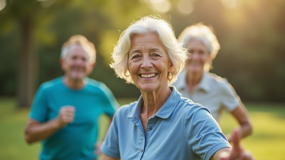 Eye-level view of seniors engaging in an active lifestyle program