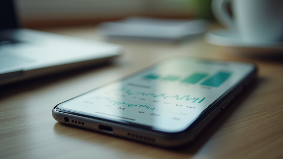 Eye-level view of a smartphone displaying a financial planning app