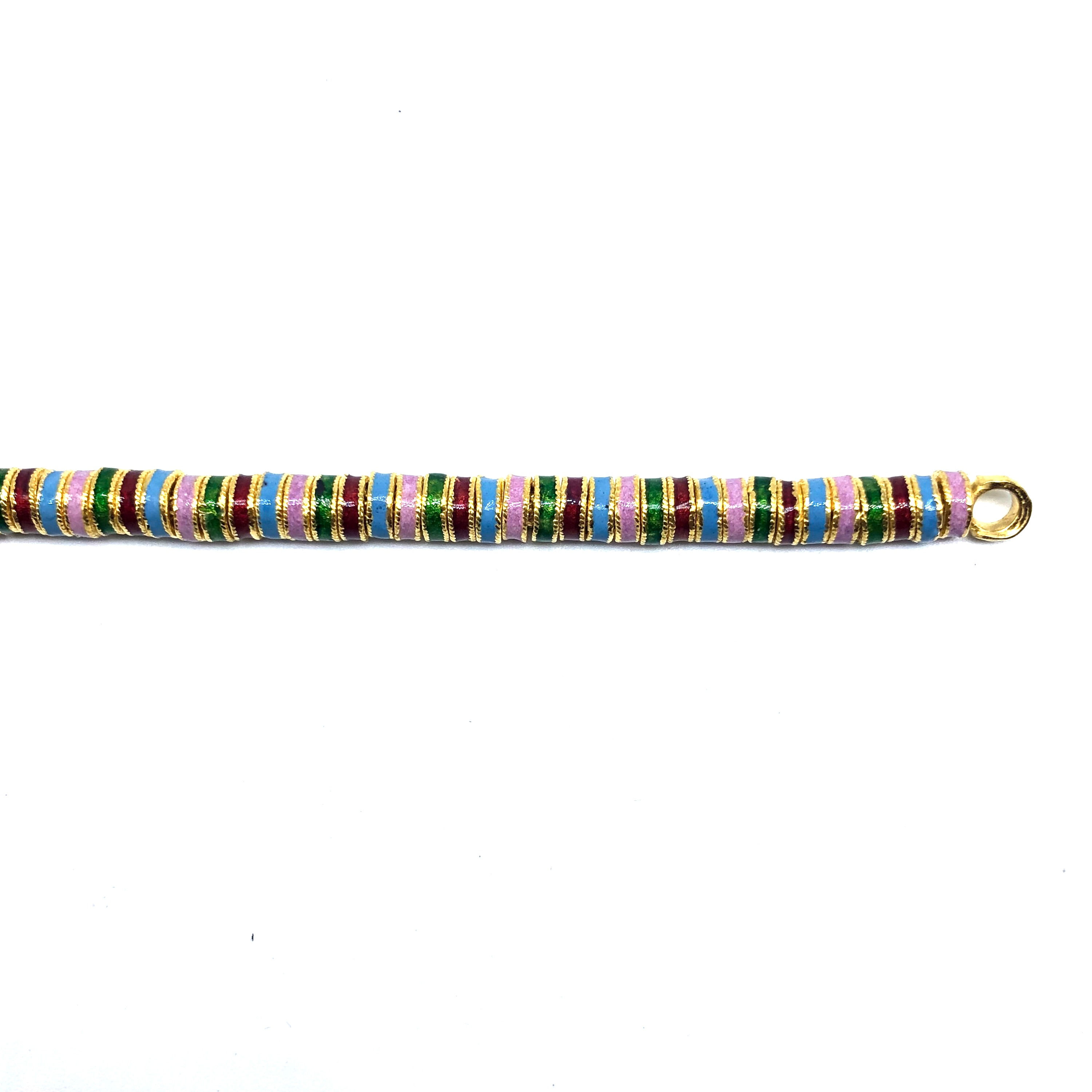 สร้อยข้อมือทอง 99.99% ลายห่วงลงยา ยาว 7 นิ้ว