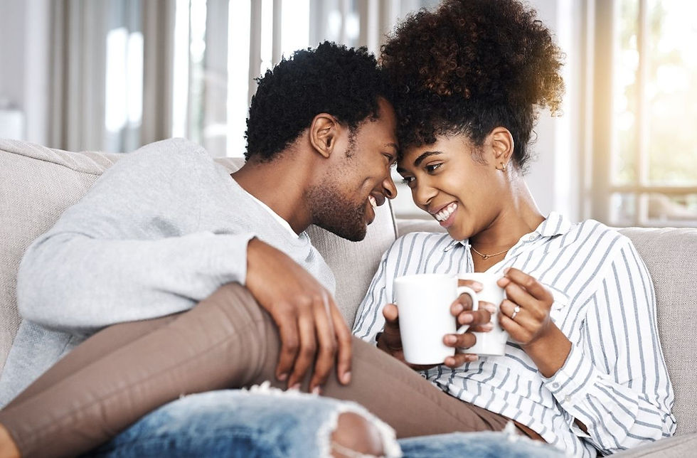 Couple drinking herbal coffee for energy and performance