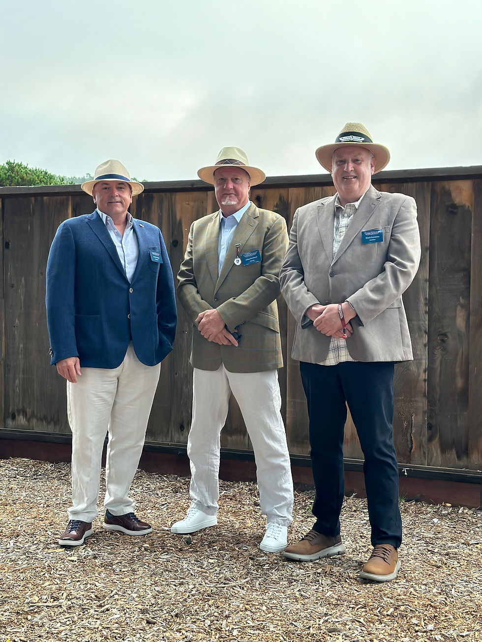 Restoration team preparing to show two 1954 Lagonda V12's and a 1955 Aston Martin DB3S at Pebble Beach Concours 2024