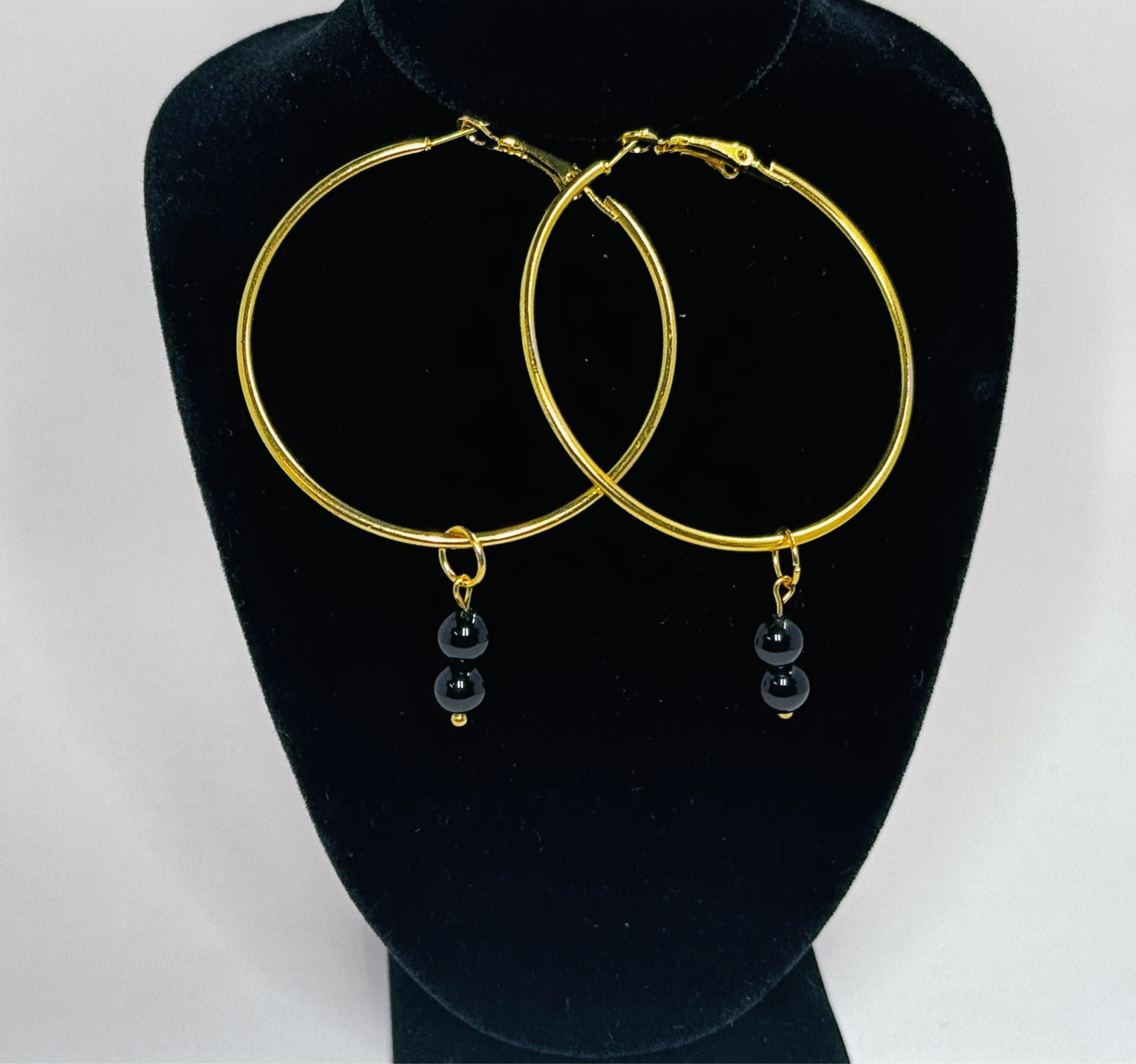 Obsidian Gold Hoop Earrings