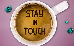 Writing note showing Stay In Touch. Busi