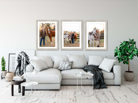 Family portraits with horses, wall display