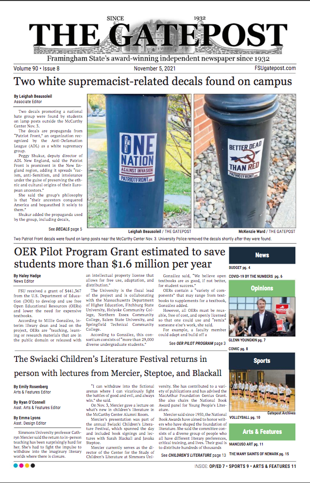 A photo of the front page of the newspaper