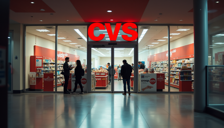 Eye-level view of a CVS store entrance with clear signage