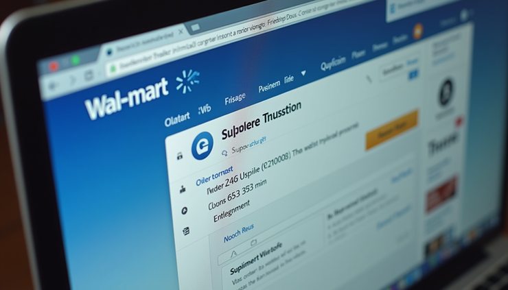 Eye-level view of a computer screen showing a Walmart order page with a suspicious transaction highlighted