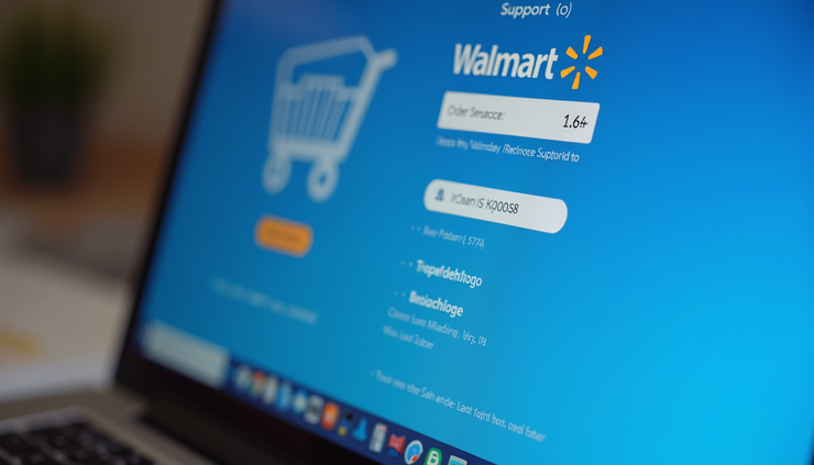 Close-up view of a computer screen displaying Walmart support page with order tracking details