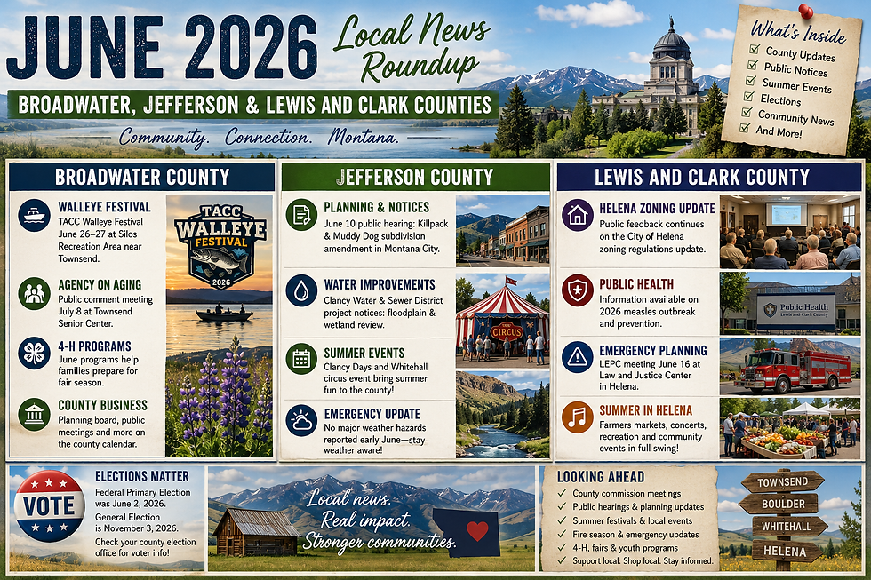 June 2026 Local News Roundup: Broadwater, Jefferson, and Lewis and Clark Counties