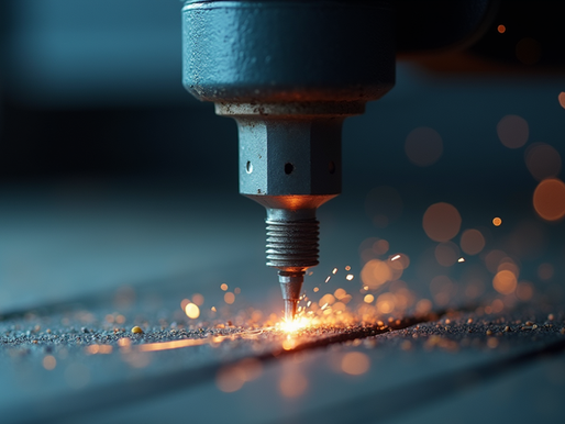 Close-up view of laser cutting machine nozzle