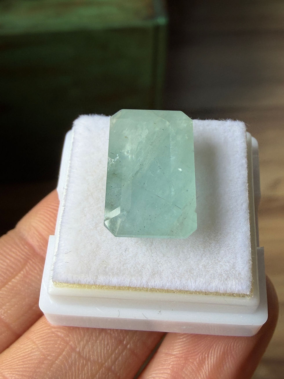 Miniatura: Aguamarina 12,25ct. 17.5x10.6x8.7mm. corte esmeralda. Brasil