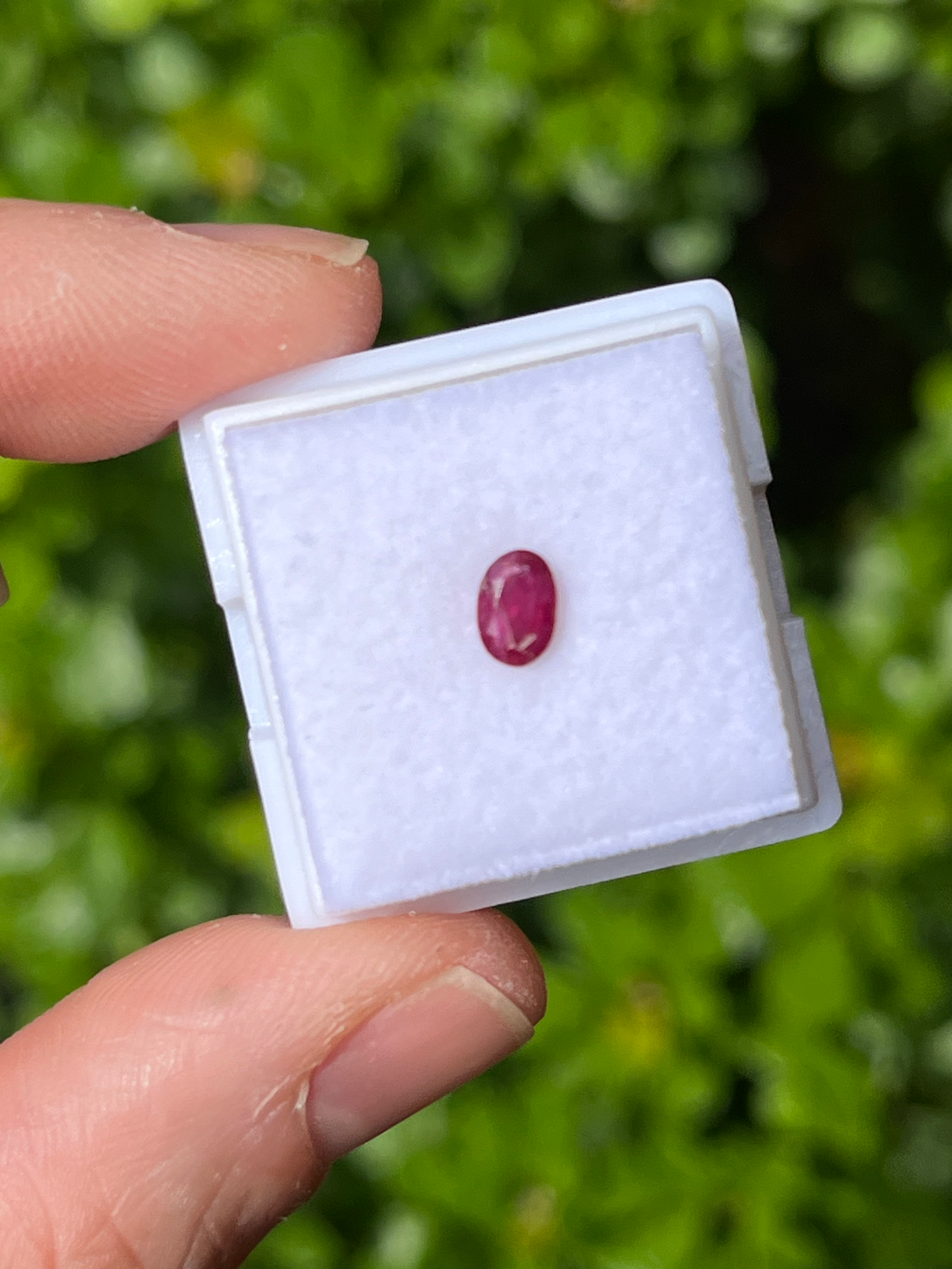 Rubi sin tratamiento. 0.45ct. Medida: 5.8x4x2.5mm. Ovalado. Tailandia